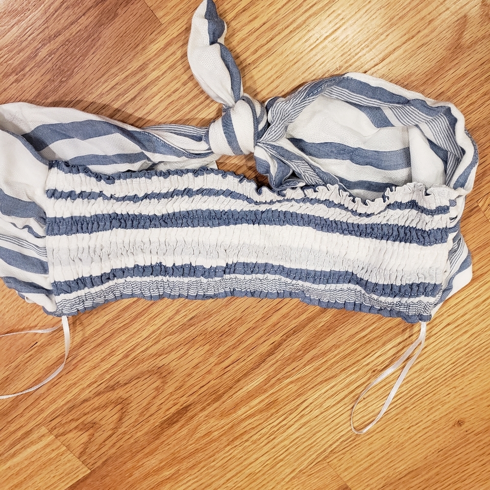 NWT Lost + Wander Blue White Bandeau Bra Top - Picture 6 of 11